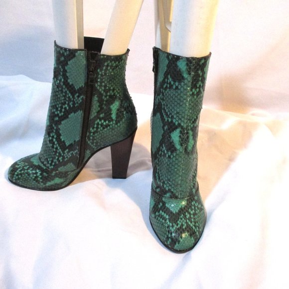 NEW DRIES VAN NOTEN GREEN PYTHON Ankle Bootie Boot - Picture 3 of 9